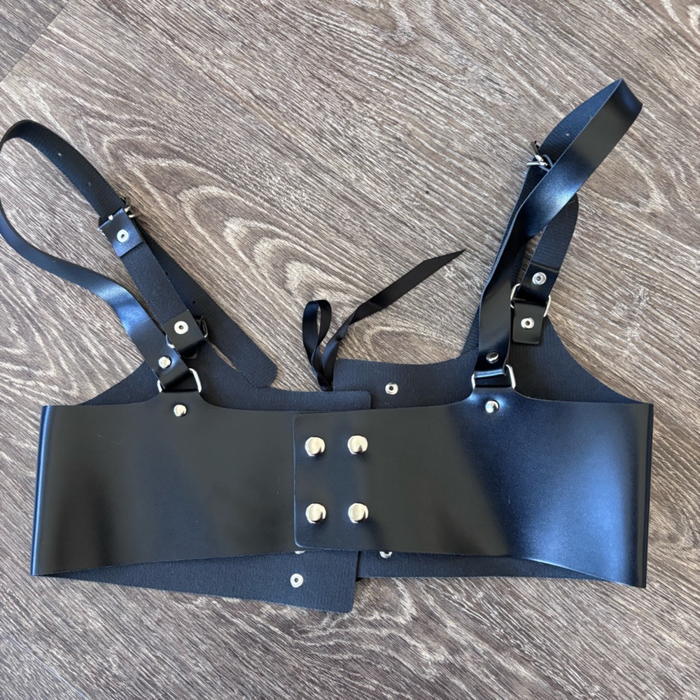 NWOT Black Corset Leather Under-Bust Corset Lace-Up Waist Cincher - Picture 9 of 9